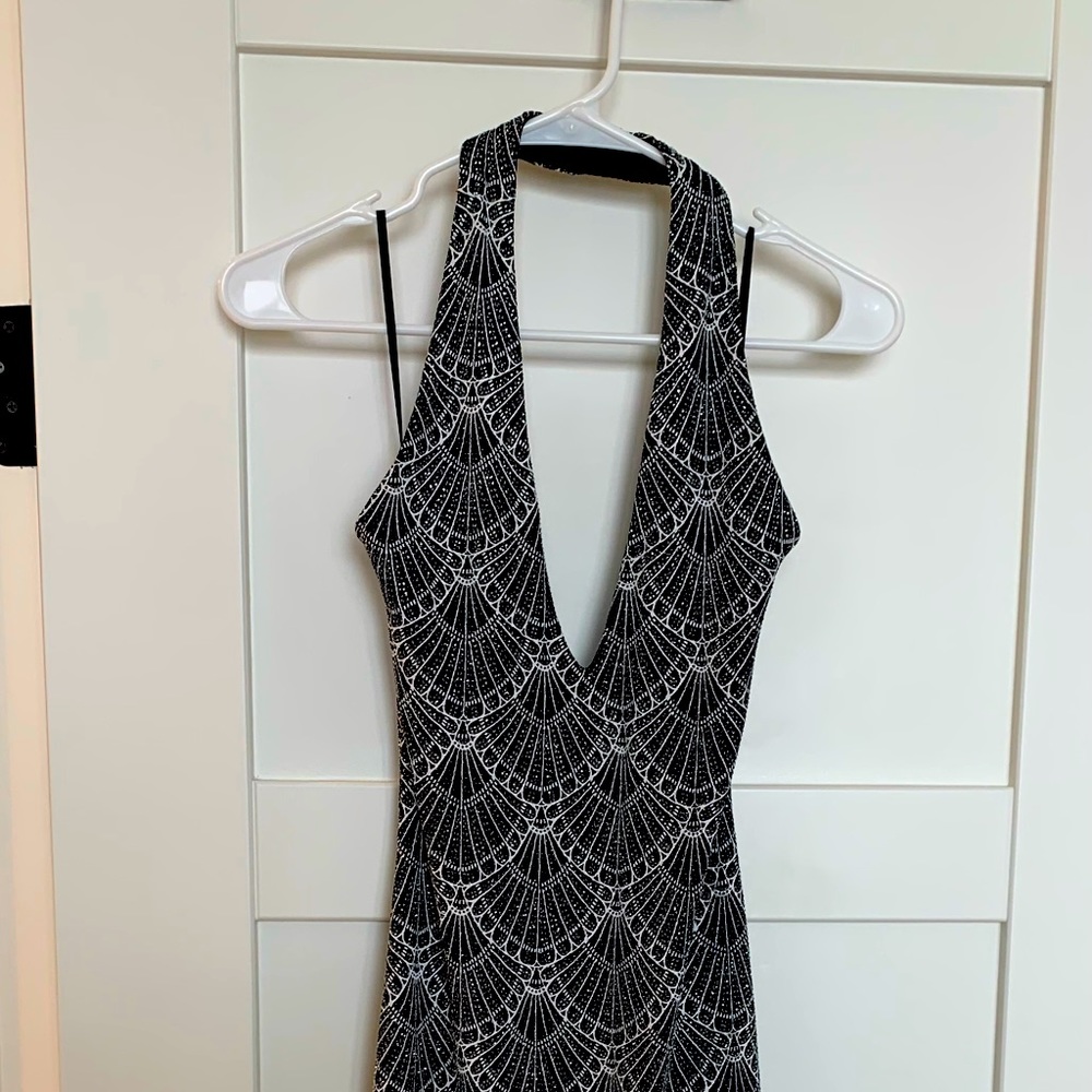 Beautiful Black and White Seashell Party Dress - Going Out Halter Dresses Size S
